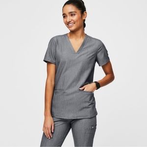 Figs Gray Women's V-Neck Scrub Top